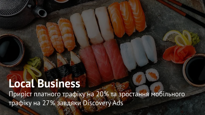 Ліди по 29,96 грн для служби доставки суші. Експериментальний формат Google Discovery Ads